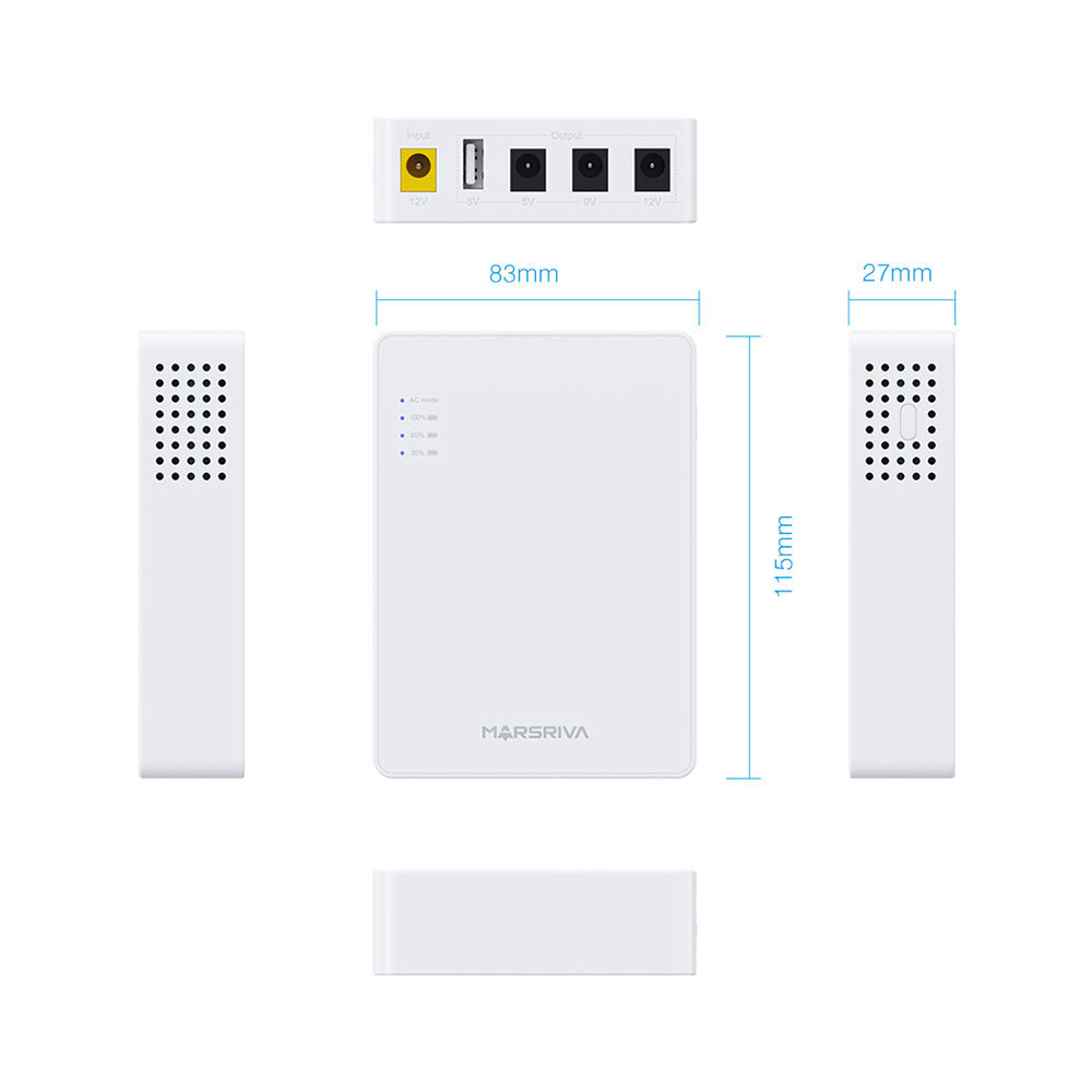 MARSRIVA KP3 EC 8400mAh Smart Mini DC UPS for Router 18Watt max output with 3 DC output and 1 USB Output. 