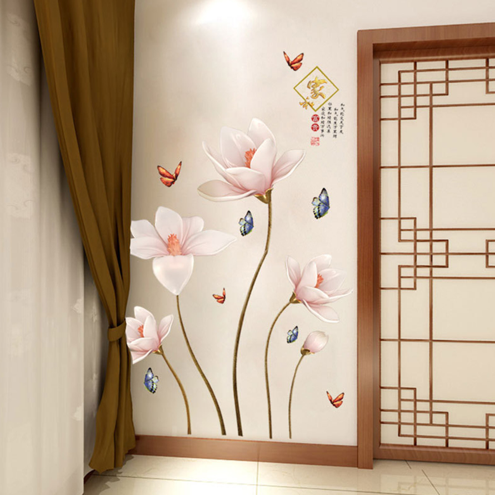 PVC Removable 3D Butterfly Flower Colorful Wall Sticker For Living Room ...