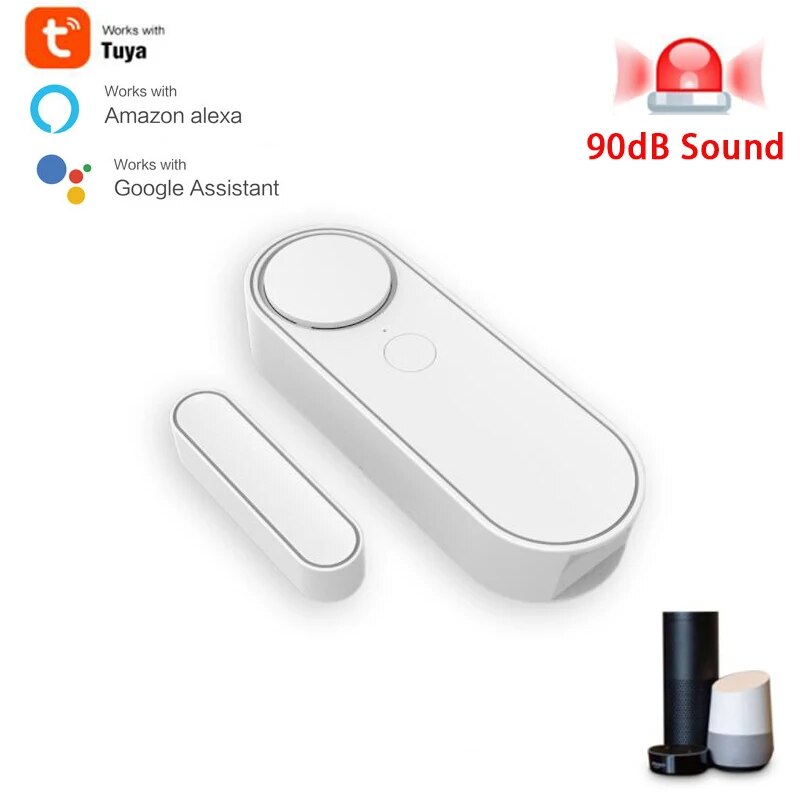 Buili in Siren WiFi Window Sensor Door Open/Closed Detector Tuya App SMS Notification Alert Smart Home Security Protection Alarm