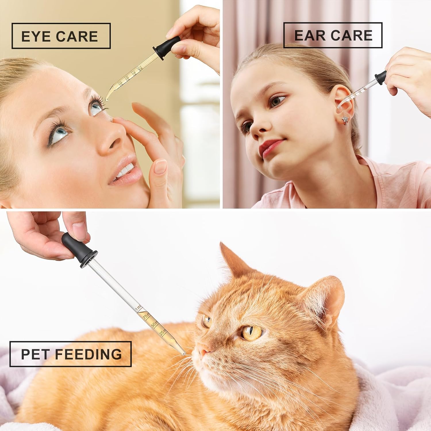 4pcs 1mL Glass Eye Dropper with Measurement Long Short Bent Straight Tip Calibrated Accurate Dose Pipette Dropper Essential Oils. 