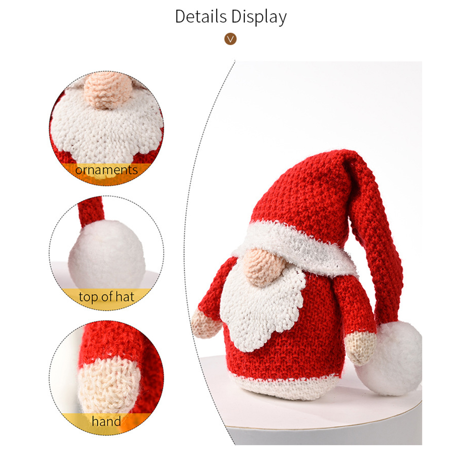 【3C VictoryEagle】Dwarf Doll Vibe Soft Texture Knitted Rudolph Ornament for. 
