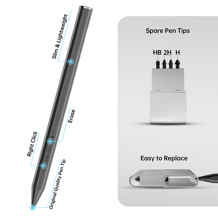 Stylus Pen for Surface, Bluetooth, 4096 Levels Pressure Sensitivity, Palm Rejection. 