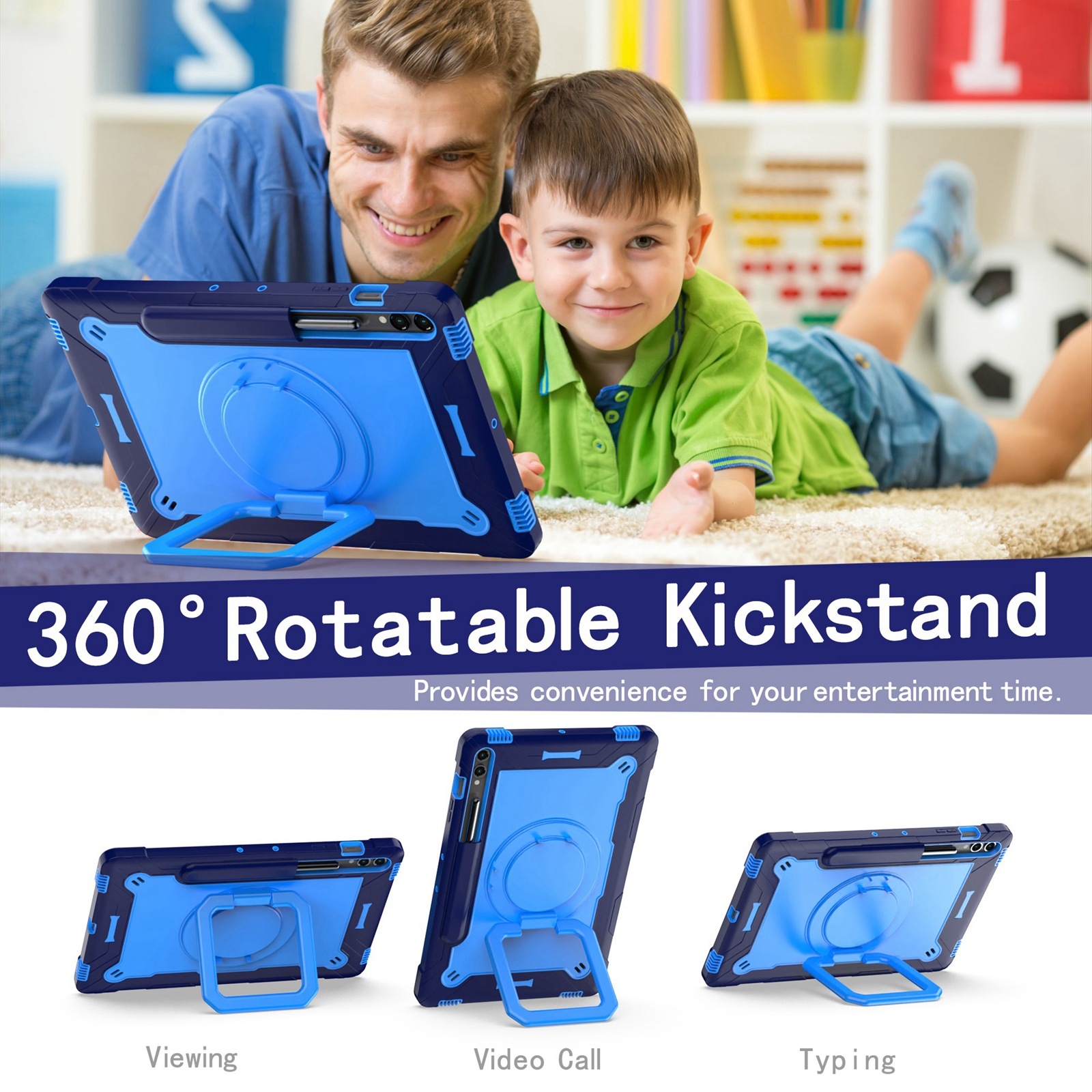 Handle Robot Silicone Hybrid PC Tablet Case For Samsung Galaxy Tab S9 FE+ / S9+. 