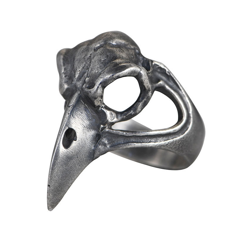 Retro skull and eagle head handsome ring for men, cold style, high-end niche design, hip-hop dark index finger ring. 