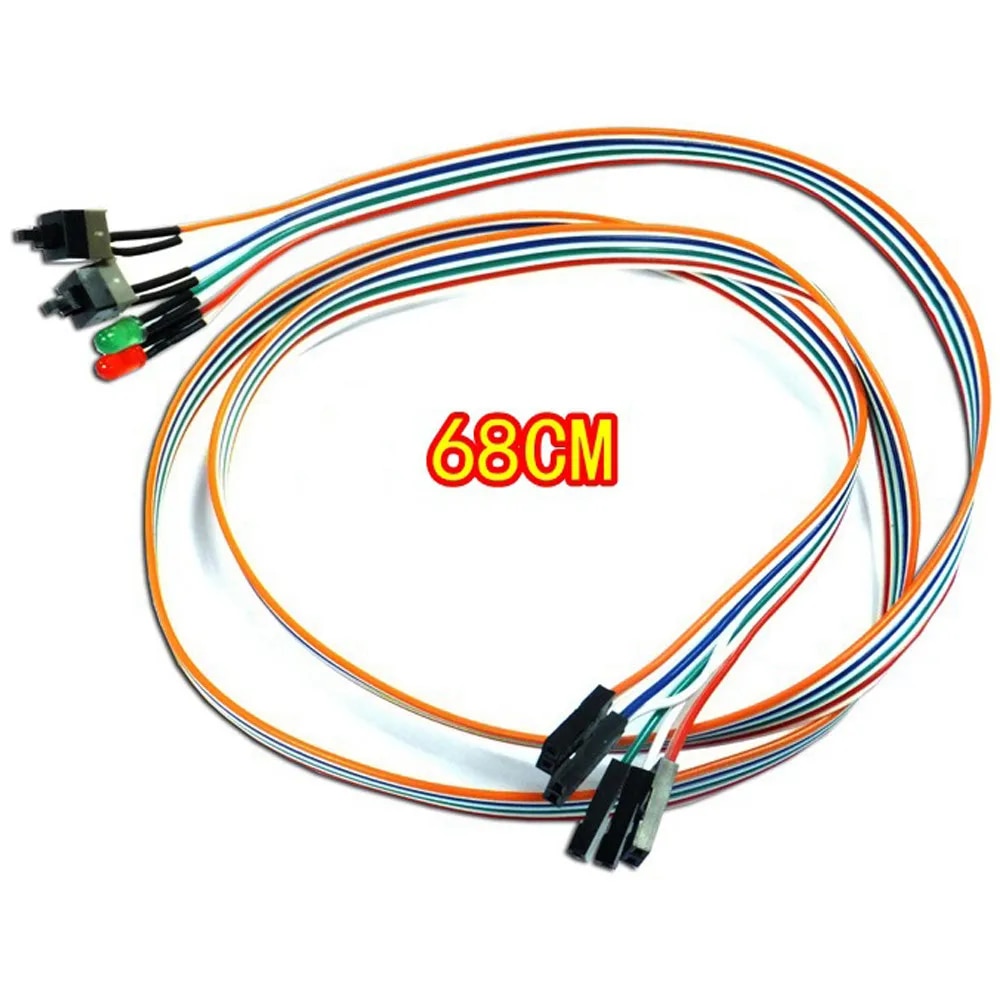 vovotrade ATX PC Compute Motherboard Power Cable 2 Switch On/Off/Reset with LED Light 68CM Replacement. 
