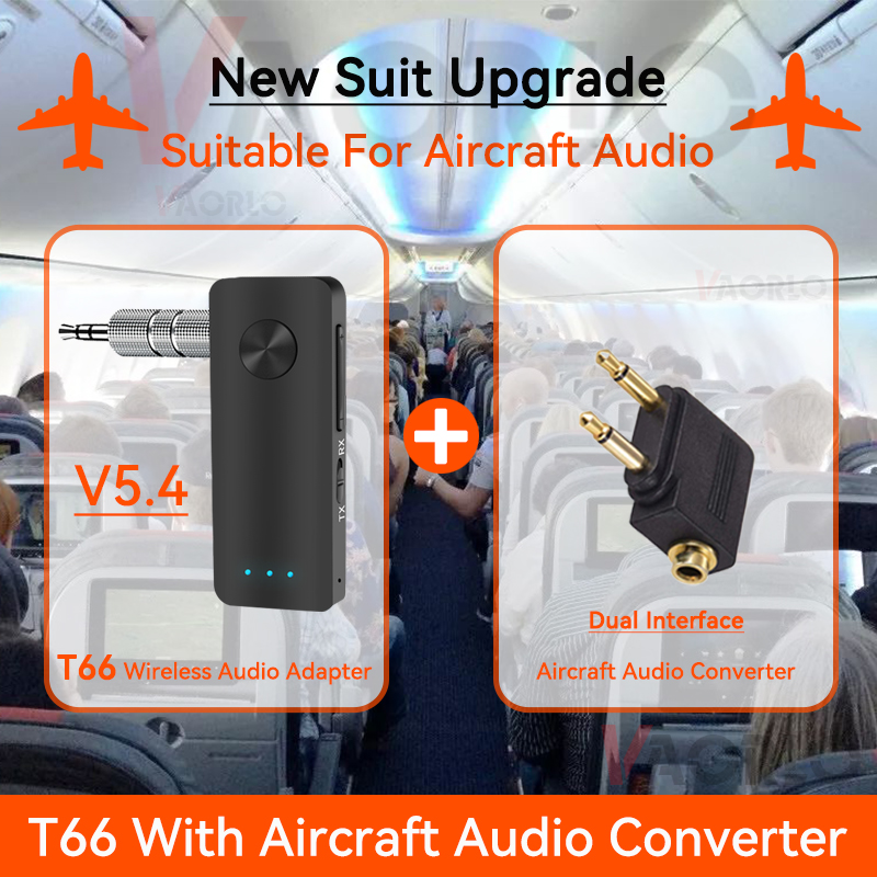 2 In 1 Bluetooth 5.4 Audio Receiver Transmitter Hifi Stereo Wireless Adapter 3.5MM AUX With Mic For Car Airplane TV PC Speaker. 