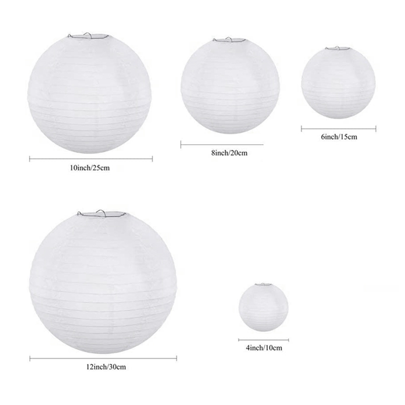 20 Pack Chinese Round White Paper Lantern,Paper Lanterns Hanging Lanterns Wedding Party Decorations