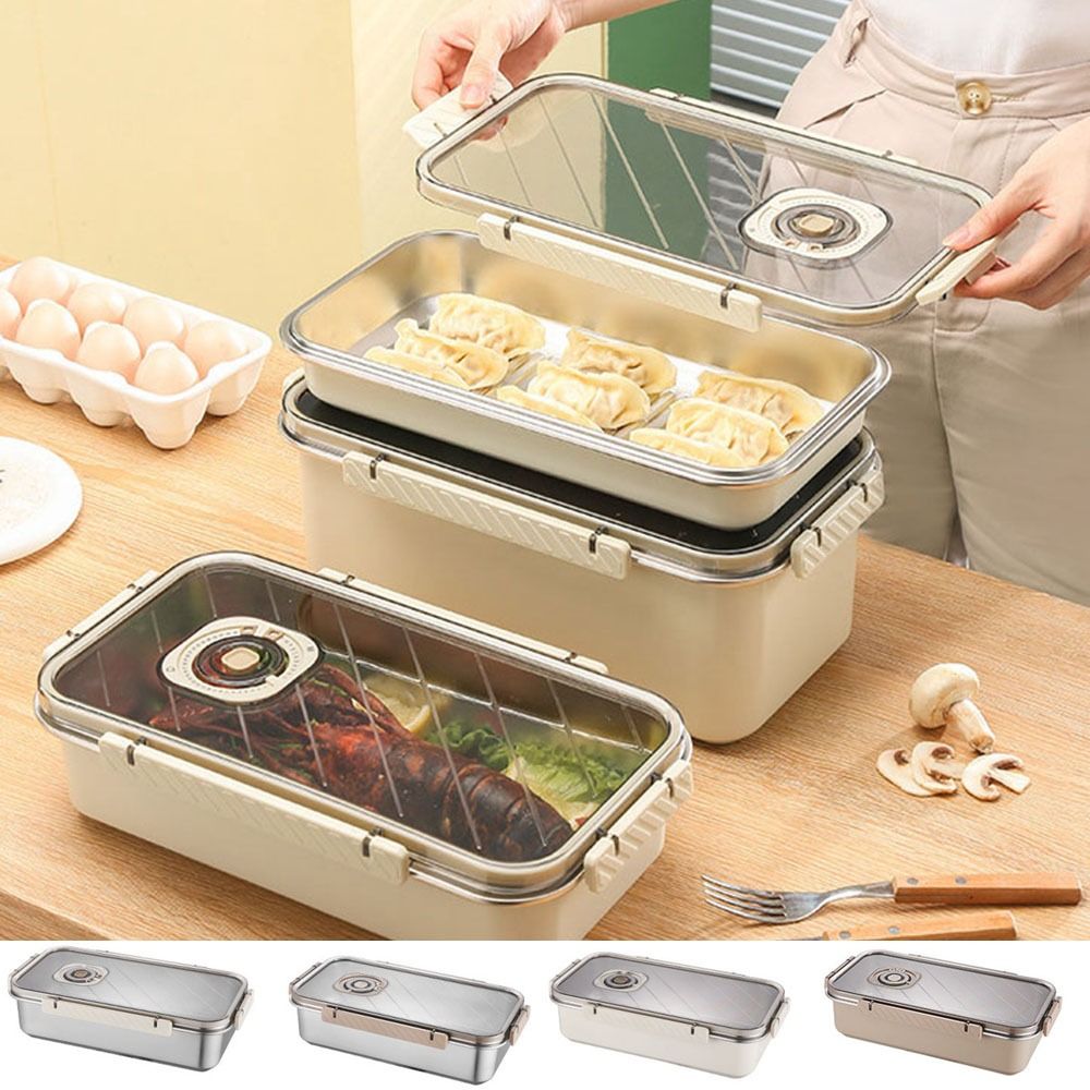 Multifunctional 2000ML/3500ML/5800ML 304 Stainless Steel Dumpling Box Thickened Fresh-keeping Dumpling Storage Box Large Capacity Sealed Refrigerator Storage Box for Kichen. 