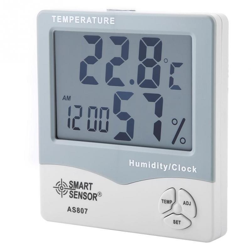 AS807 AS-807 Digital Hygrometer AS807 Thermometer Humidity Temperature Meter Testers Weather With Calendar & Clock Alarm Tools . 