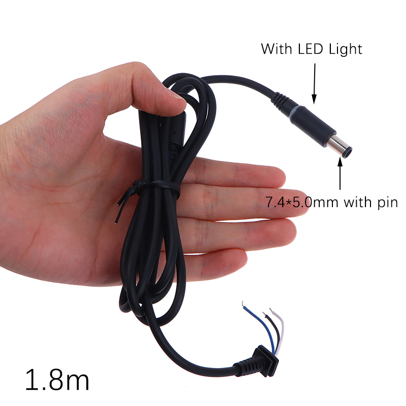 Suitable For Dell HP Laptop Charger Adapter Black Pin 7.4 X 5.0mm With Led Light 1.8M Copper DC Tip Plug Connector Cord Cable. 