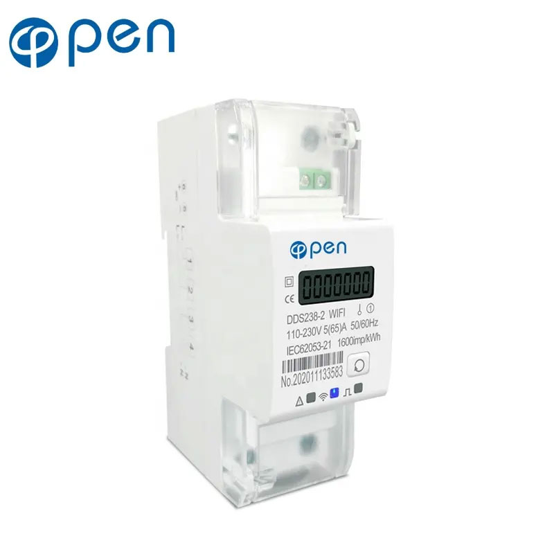 Tuya WiFi Smart Energy Meter 65A Single Phase Din Rail Power Consumption Monitor kWh Meter Watt Meter