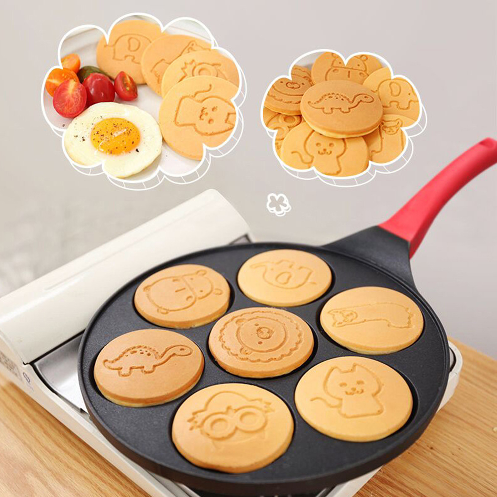 Wheel Pancake Pan Cute Pattern Roller Pancake Pan Small Frying Pan. 