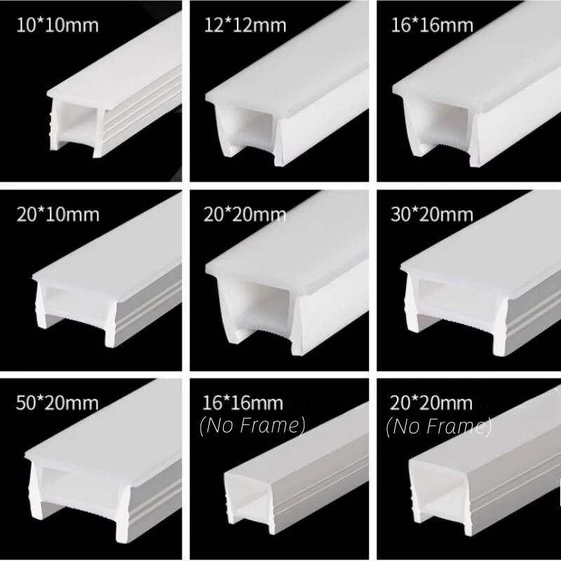 Frameless LED Neon Rope Tube Black Recessed Silicone Diffuser Channel For WS2811 WS2812B RGB Flexible Ribbon Outdoor Strip Light. 