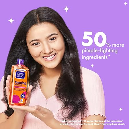 Clean & Clear Foaming face wash for oily skin, removes 99.8% pimple causing germs, Home & travel - 100ml. 