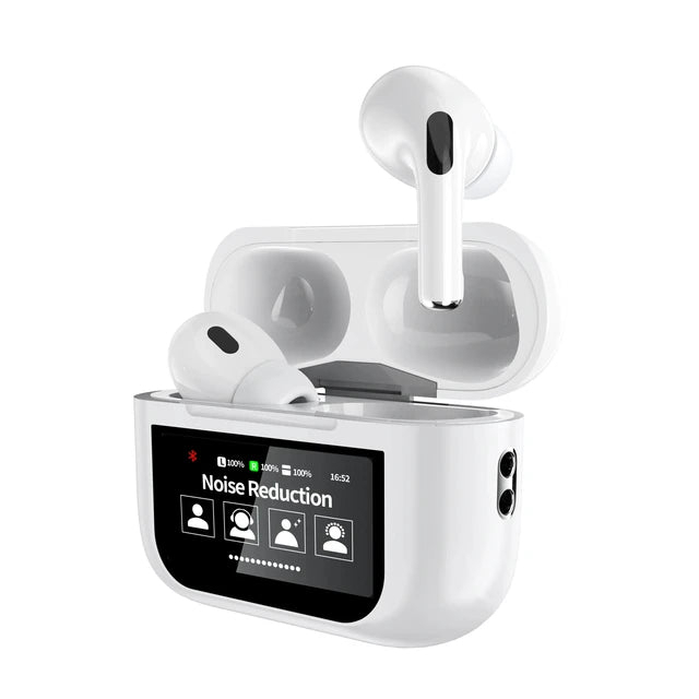 A9 Pro ANC/ENC 5th Generation Wireless Earbuds with LCD Smart Color Screen - Noise Cancelling, Long Battery Life