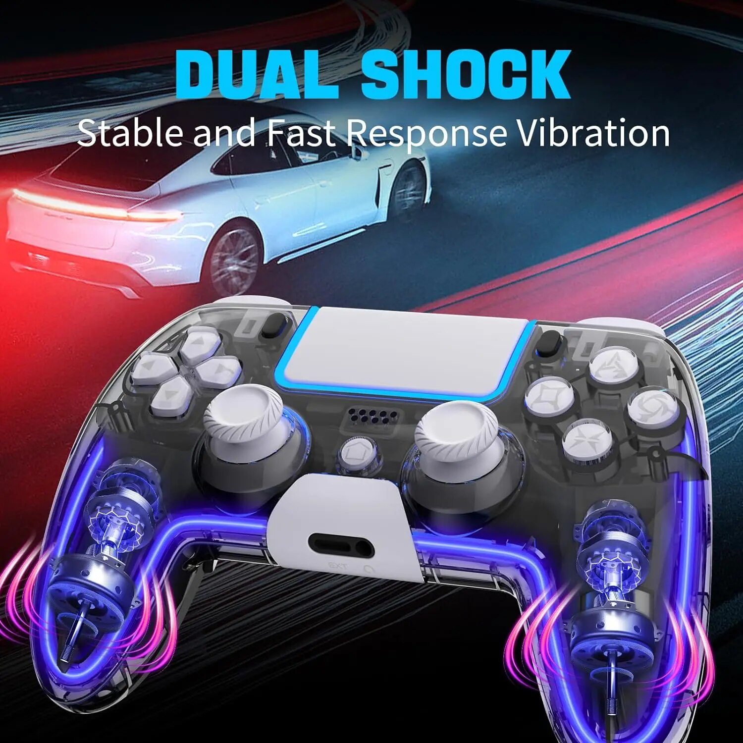 Saitake Controllers for PS4,Custom PS4 Remote with Hall 3D Joystick, RGB Wireless Game Controllers for Playstation 4. 