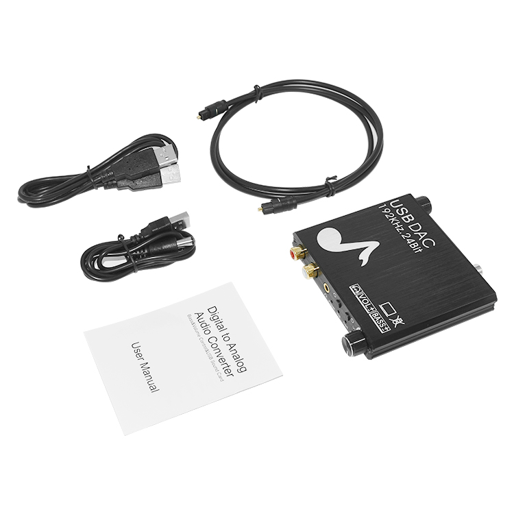 USB DAC 192KHz 24Bit Digital to Analog Audio Converter Bass Volume control Adjustment SPDIF Optical Toslink Coaxial to Analog. 