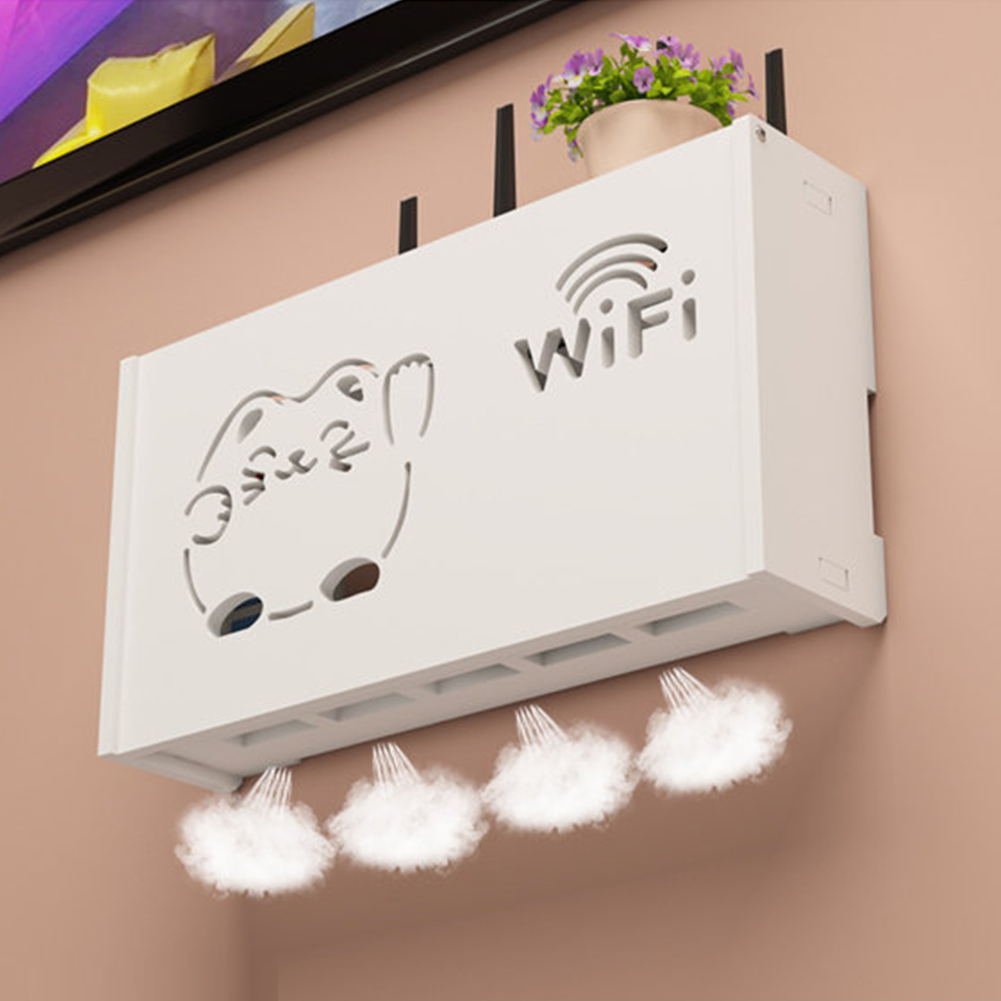Wireless Wifi Router Storage Box Wall Hanging PVC Panel Shelf Plug Board Bracket Cable Storage Organizer Home Decor. 
