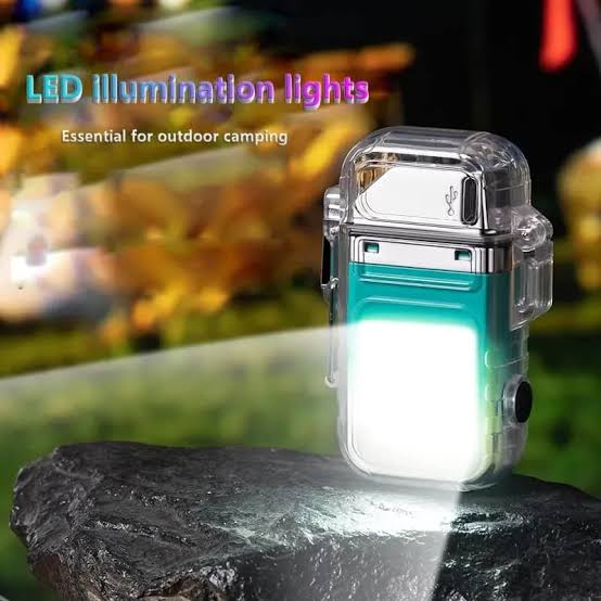 Rechargeable Lighter Transparent Waterproof ARC Electric USB Camping Flash light