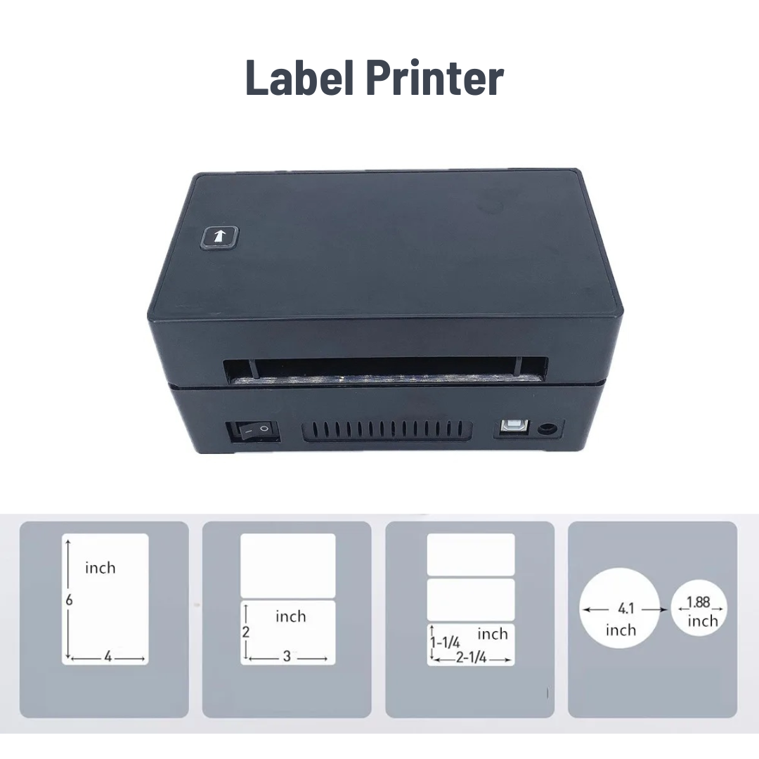 All-in-One Bluetooth Label Printer | Shipping & Courier Address Barcode Label Maker (USB+Bluetooth) | Thermal Label Printer for any size labels printing up to 100x150mm (4x6 inches) | Compatible with Computer & Smartphones | Wireless & Easy to Use. 