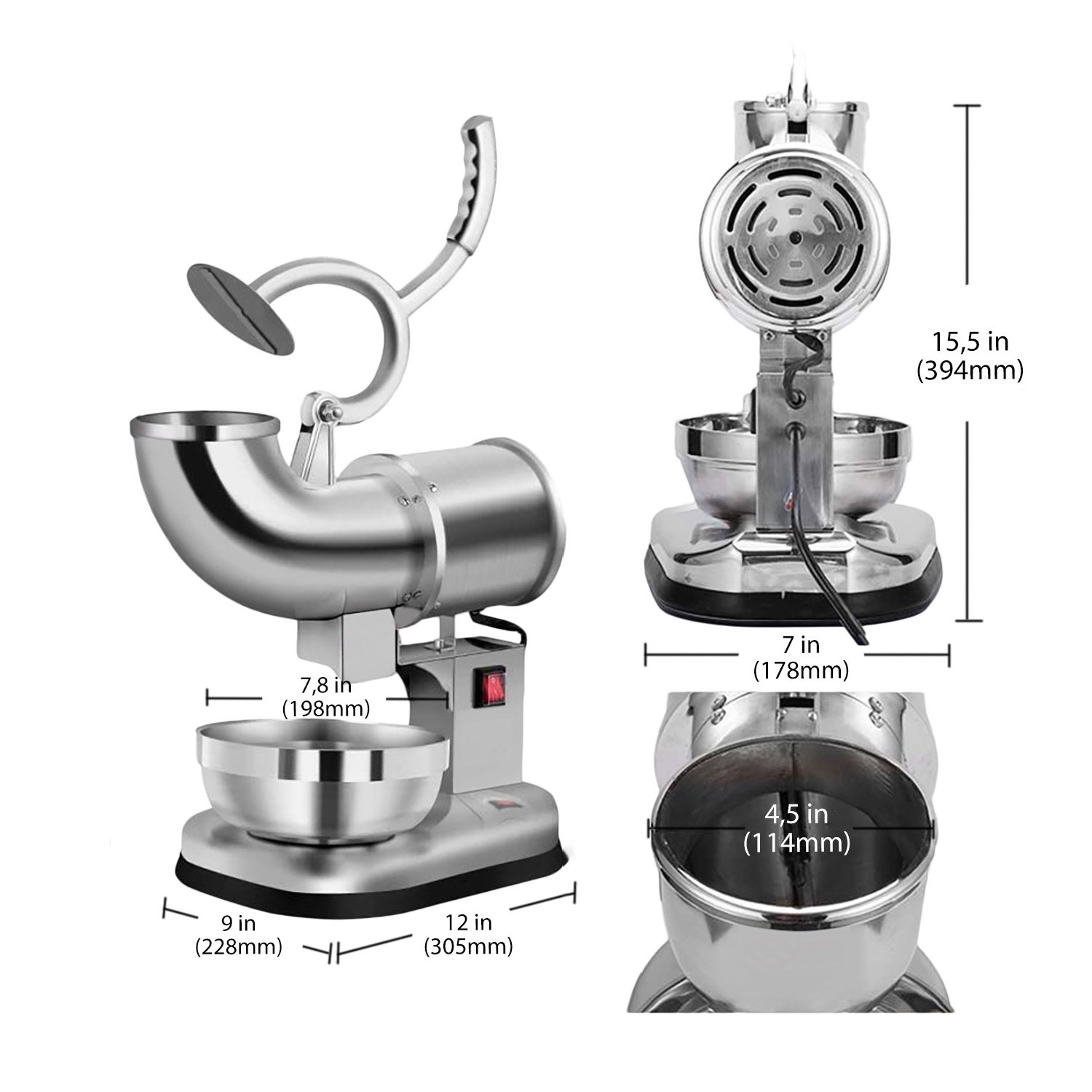 Stainless Steel Rustproof Electric Ice Crusher Maker Shaver Machine Snow Cone Commericial MakerHome Fastfood Stores.. 