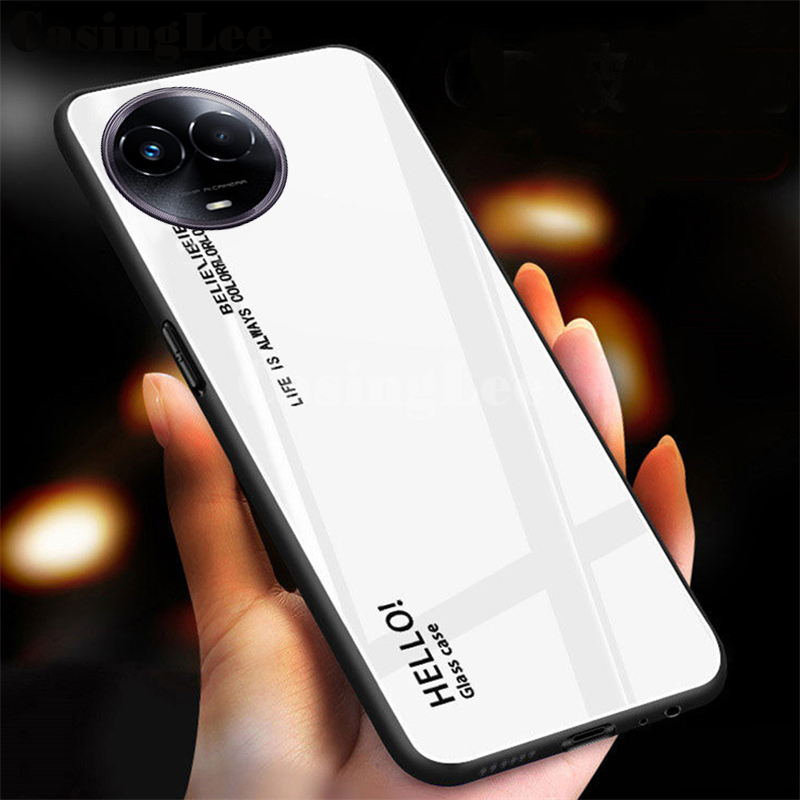 For Realme Narzo 60X Case Gradient Mirror Tempered Glass Protector Hard Cover For Realme Narzo 60X Back Cover Phone Cases