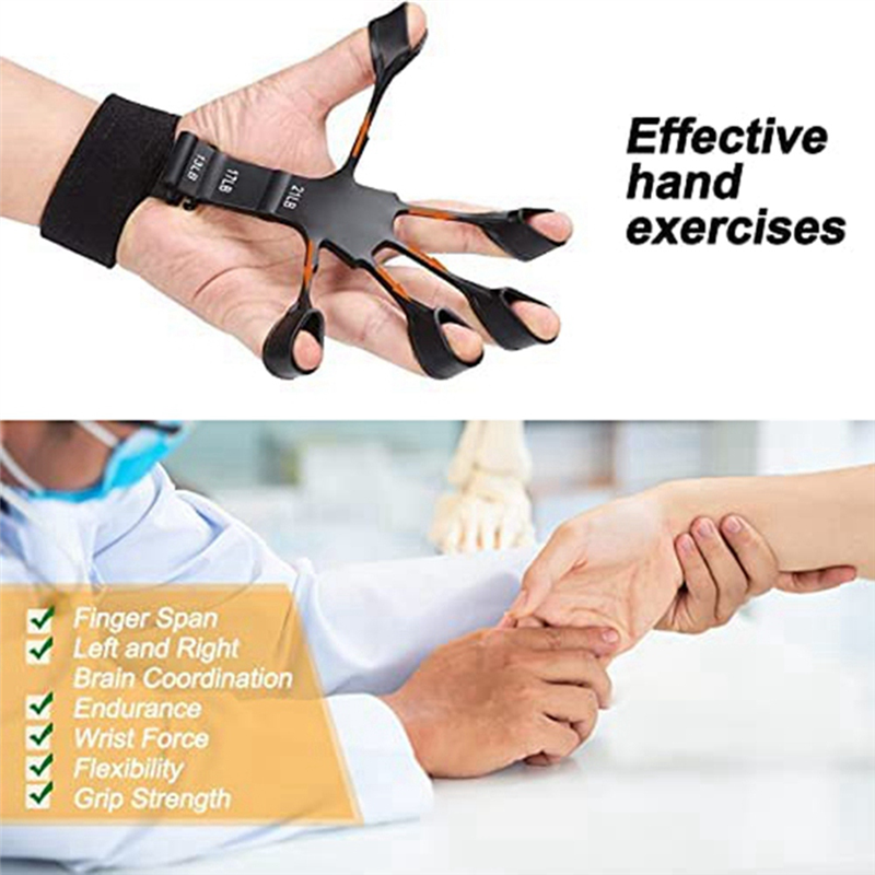 4-Pack Finger Extensor Adjustable Silicone Hand Trainer Five Finger Exerciser for Improving Finger Function and Movement. 