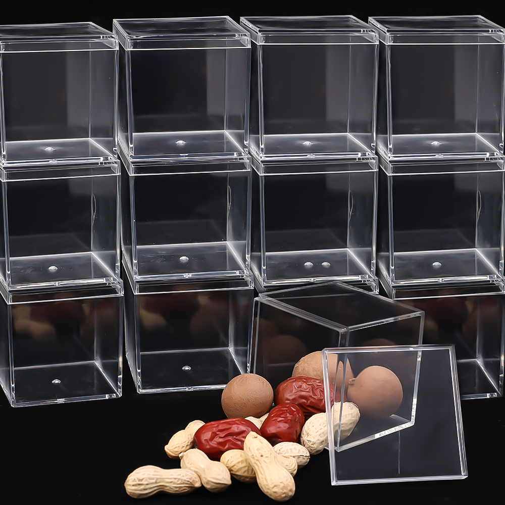 1/3/5pcs Clear Acrylic Candy Box Transparent Plastic Square Cube Box Chocolate Packaging Storage Containers Display Box