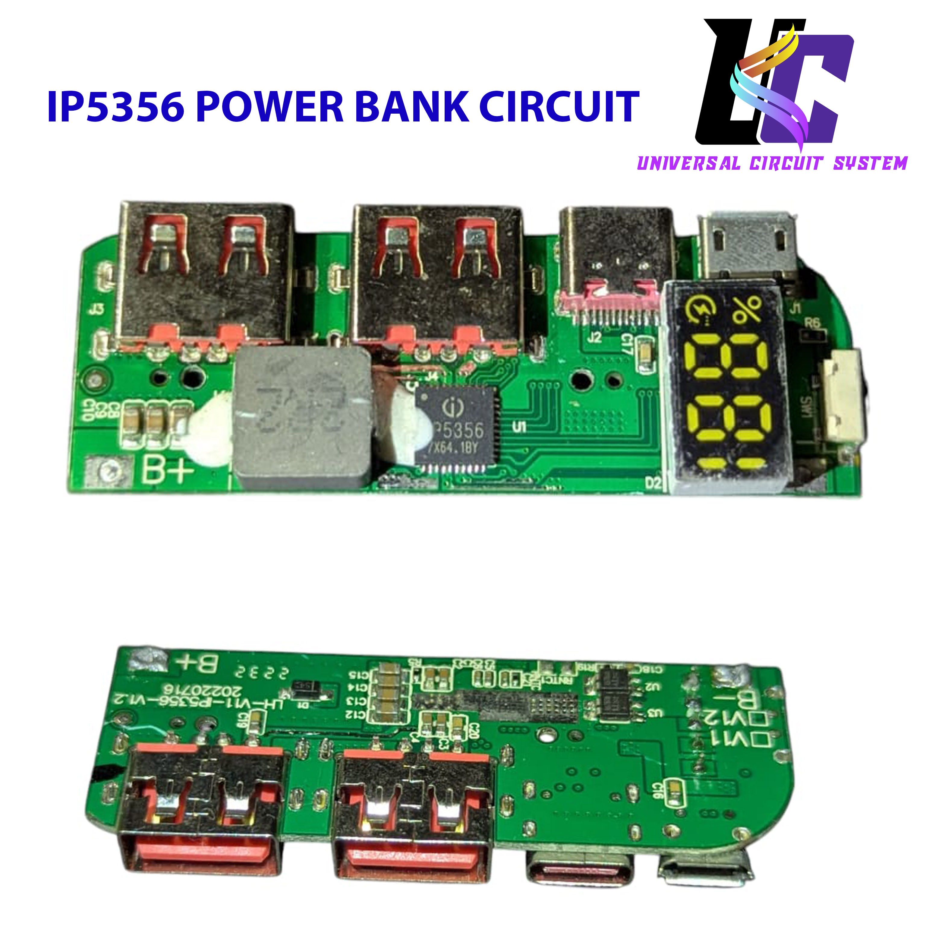 22.5W Fast Charging Bank Module IP5356 TYPE-C Micro USB PD 22.5W ip5356 Fast Charging Power Bank Circuit With Display