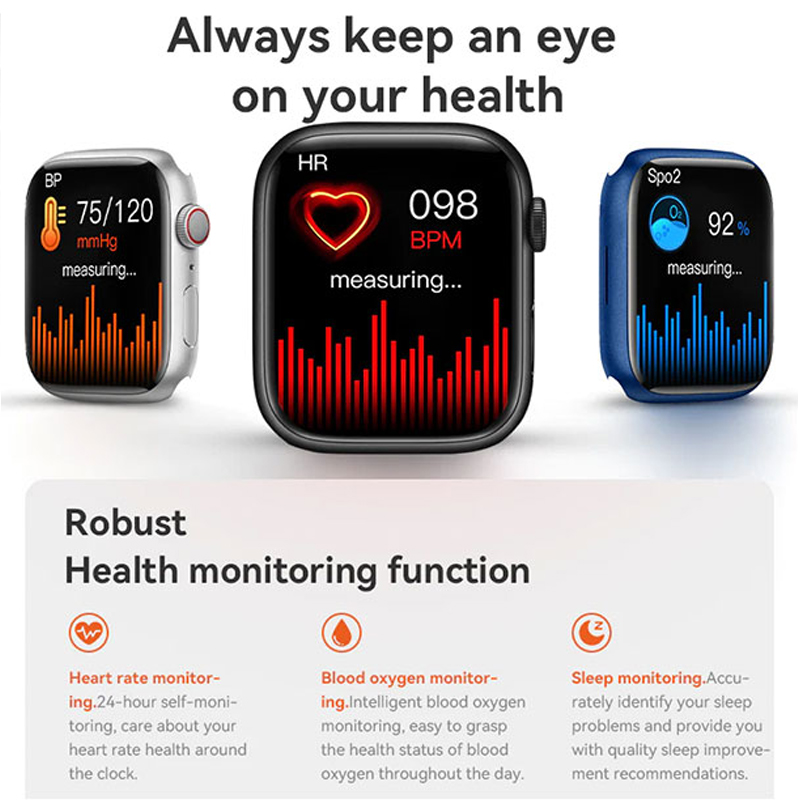 Smart Watch S9 Pro 2.01 Full Touch Bluetooth Calls Sleep Monitoring Multiple Sport Modes 100+ Dials Smartwatch For Android iOSLow. 