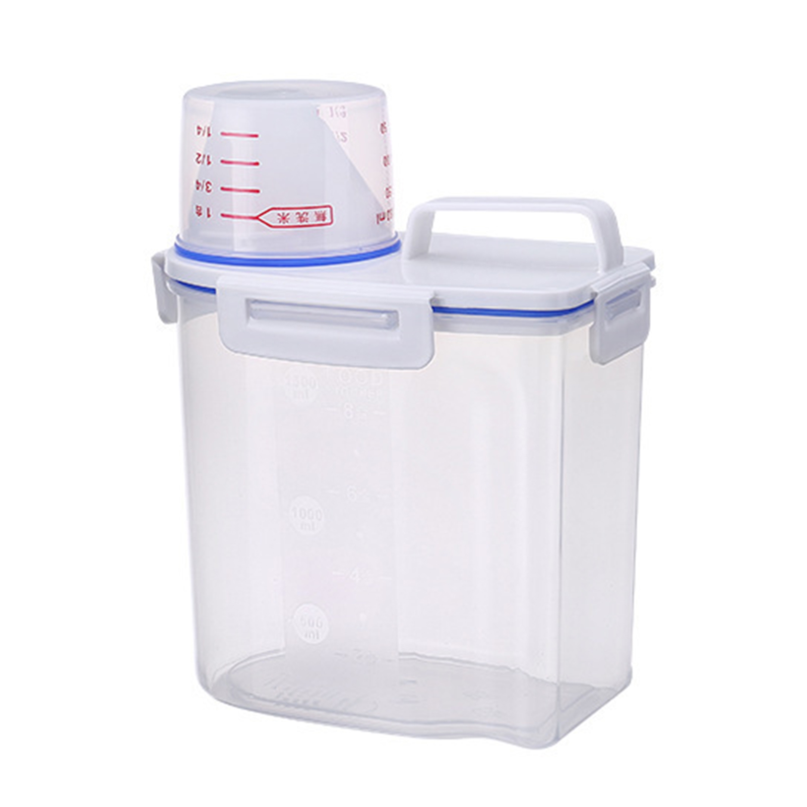 Rice Containers Airtight Large Capacity Plastic Clear Measuring Cup Rice Storage Bin for Kitchen. 