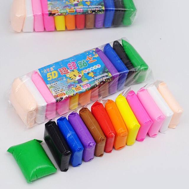 12 Colors Soft Super Light Clay Ultra Light Creative Art and Craft Air Dry Super Clay with Craving Molding Tools
