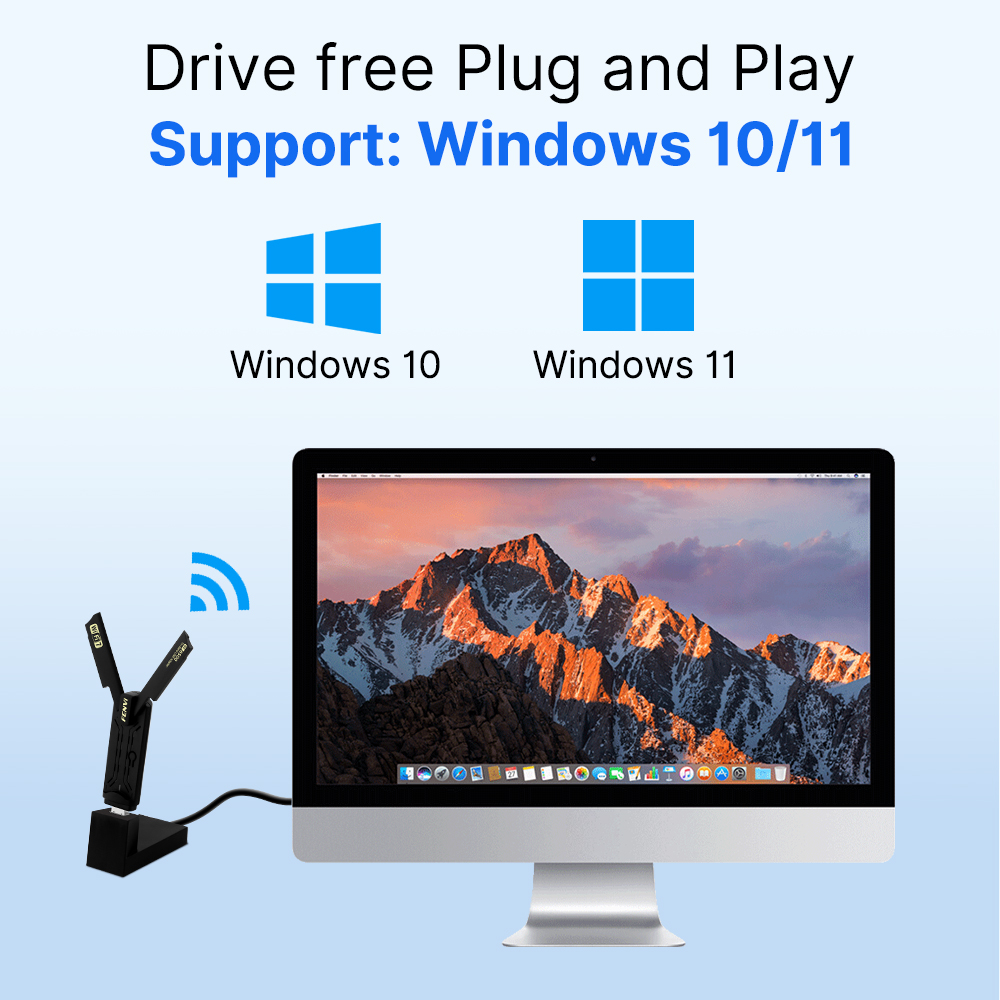 Fenvi Wi-Fi 7 USB WiFi Adapter BE6500 USB 3.0 WiFi 7 Network Receiver WiFi Dongle PC Laptop Driver Free For Win10/11. 