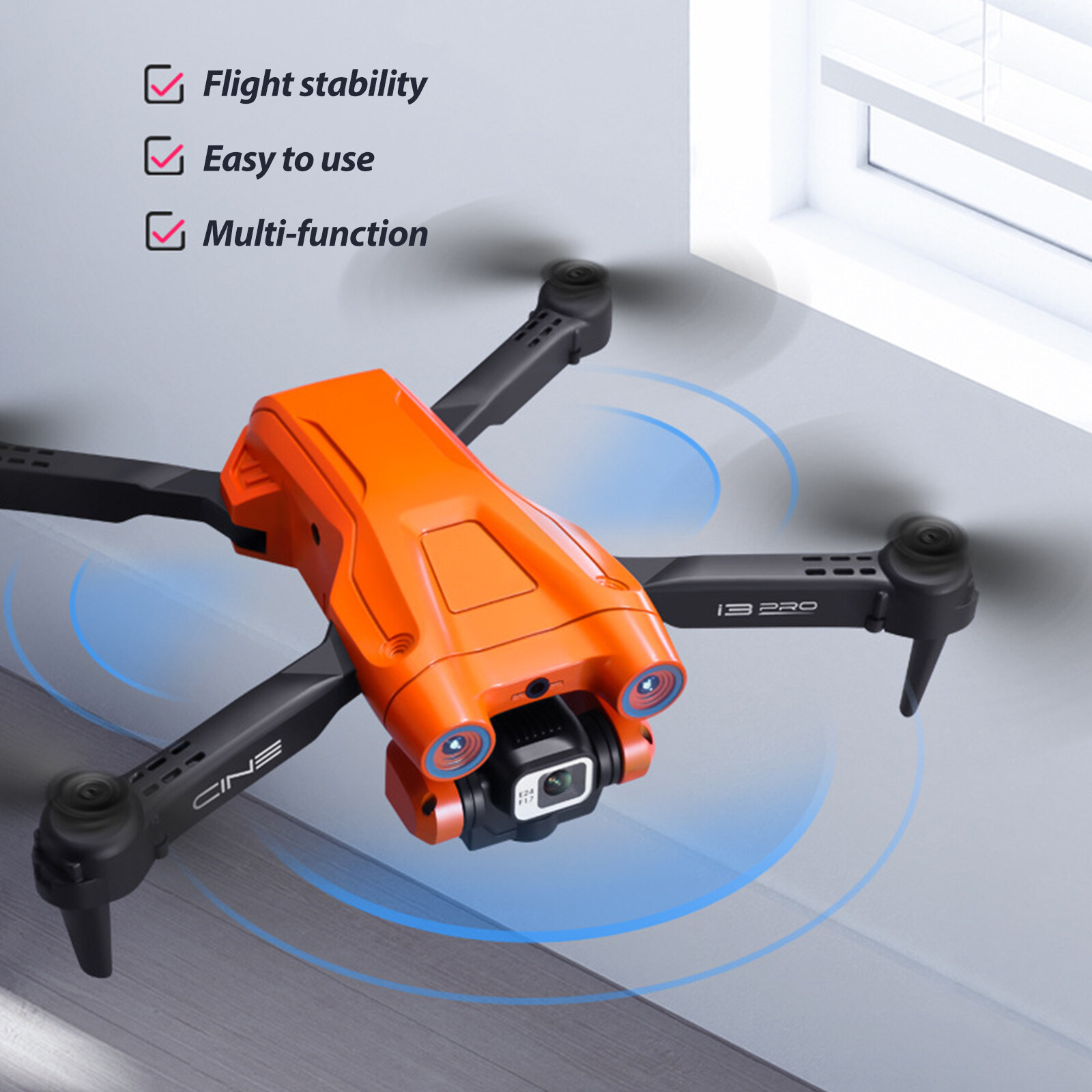 I3 PRO Drone with Gimbal 4K Camera WiFi Live Video Obstacle Avoidance Drone with Bag, 2 Batteries. 