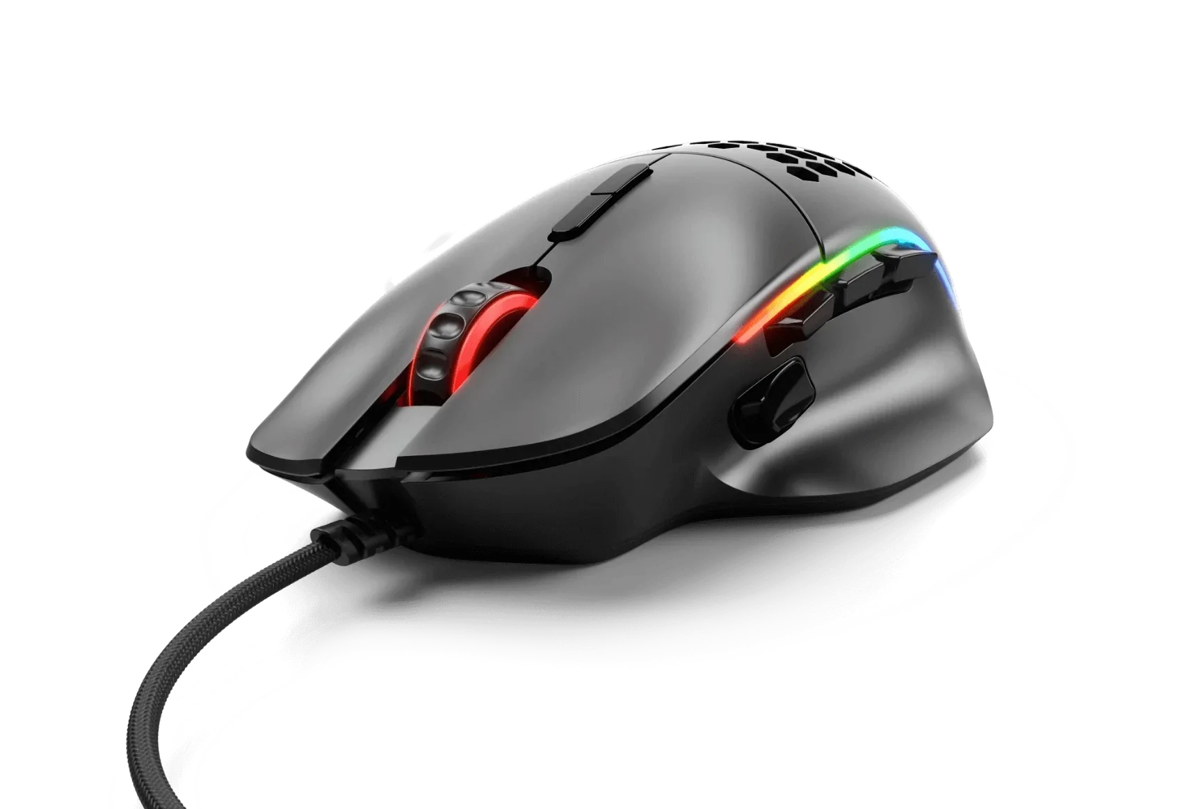 Glorious MODEL I RGB 69 grams mouse lightest multi-button gaming mouse. Magnetic Swappable Buttons for Maximum Comfort matte black/matte white. 