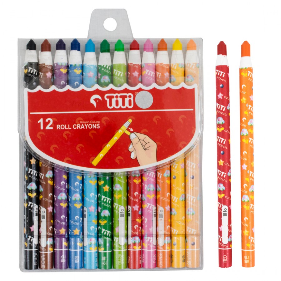 Titi Roll Crayons, 12 Colors. 