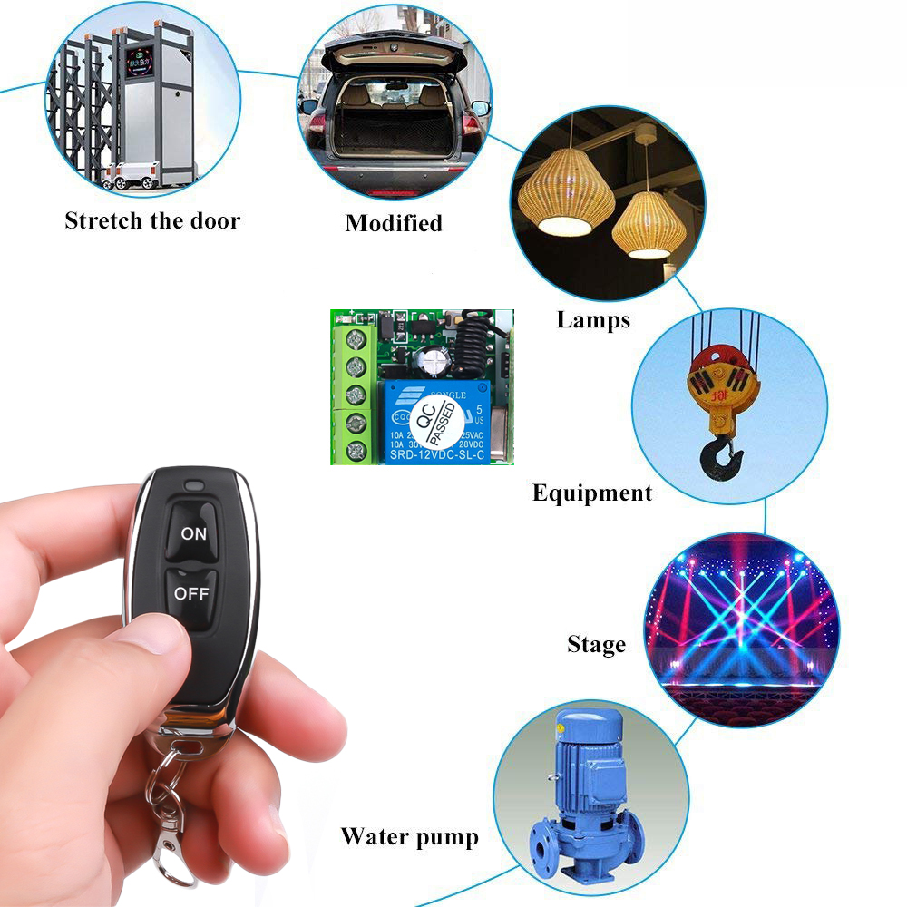 Kebidu 2 Channel Wireless RF 433mhz Cloning Remote Control Switch with DC 12V 10A Relay 1 CH Receiver Module. 