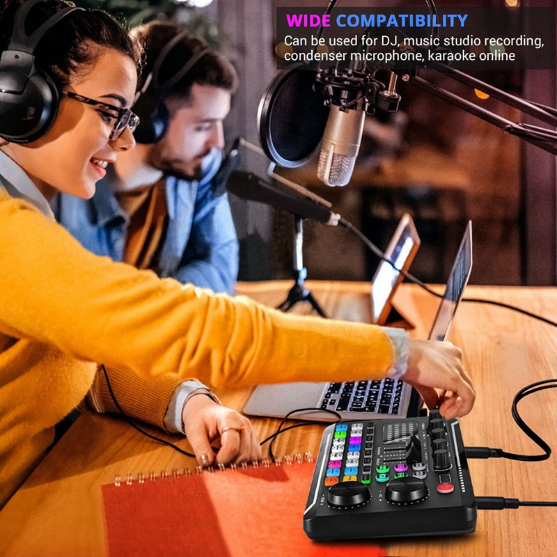 F998 Live Sound Card Audio Mixer Podcast, for Sound Effects Board. 