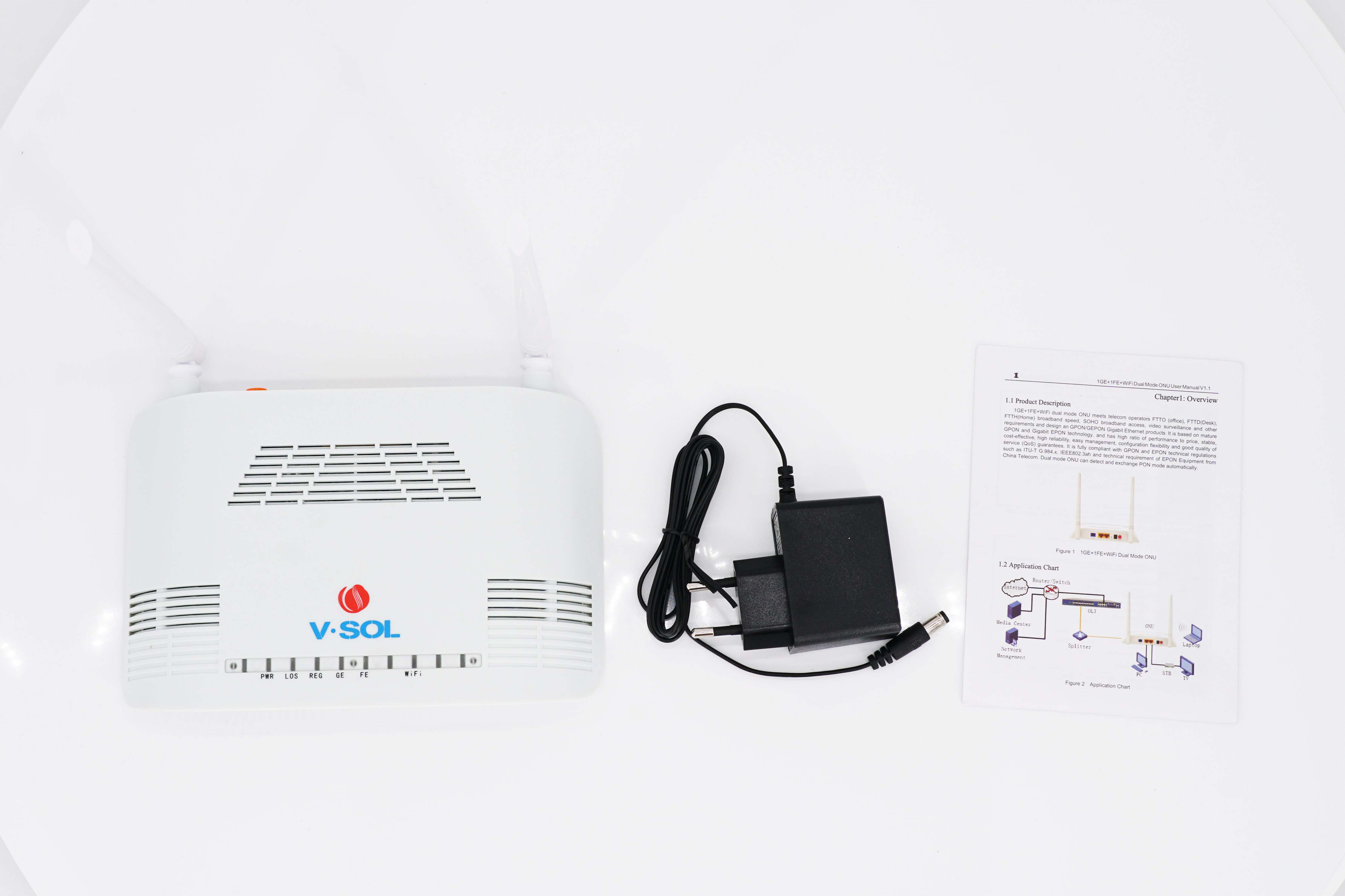 V-sol V2802GW Xpon 1GE+1FE Wi-Fi 4 Onu + Router. 