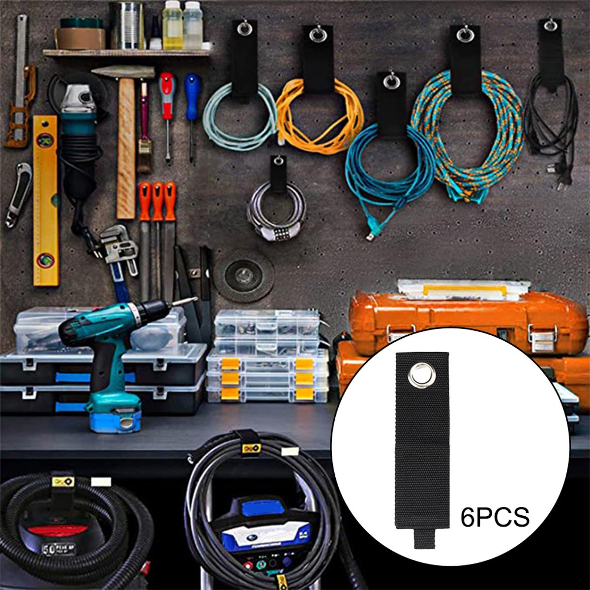 6pcs Extension Cord Holders Heavy Duty Storage Straps Fit with Garage Hooks