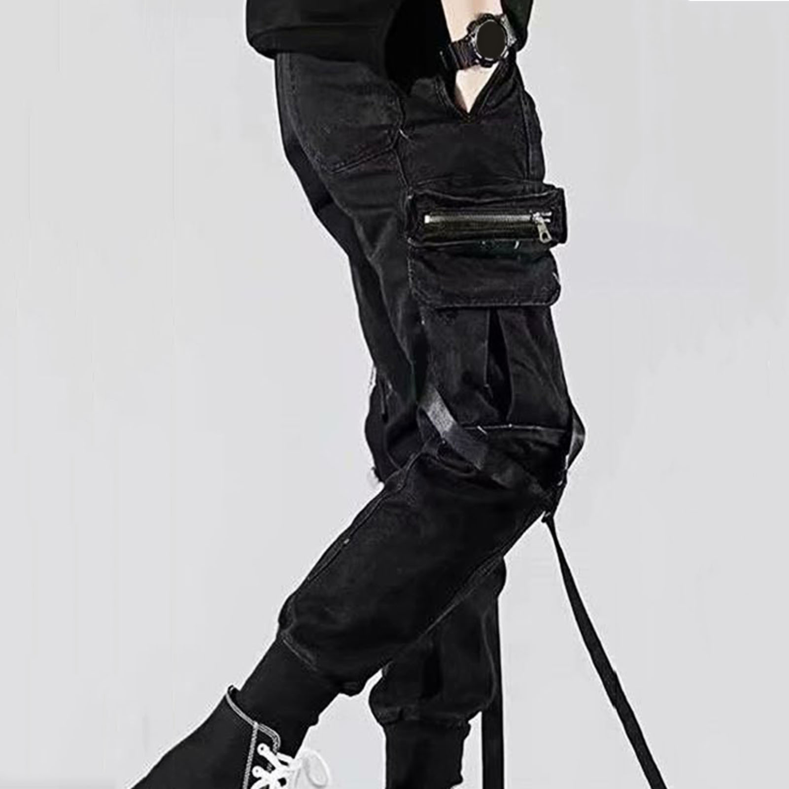 Autumn Cargo Pants Solid Color Hip-hop Style Autumn Cargo Pants. 