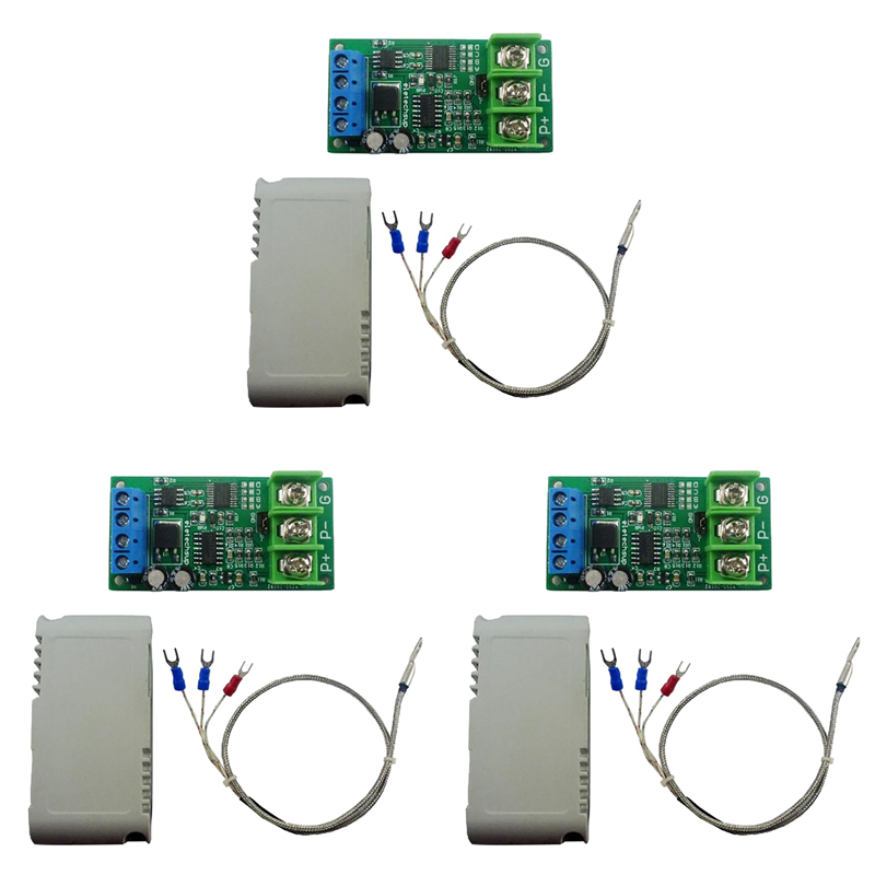 3X DC 8-25V PT100 Thermal Resistance to Temperature Converter RS485 Modbus RTU RTD Sensor Module Kit PTA9B01