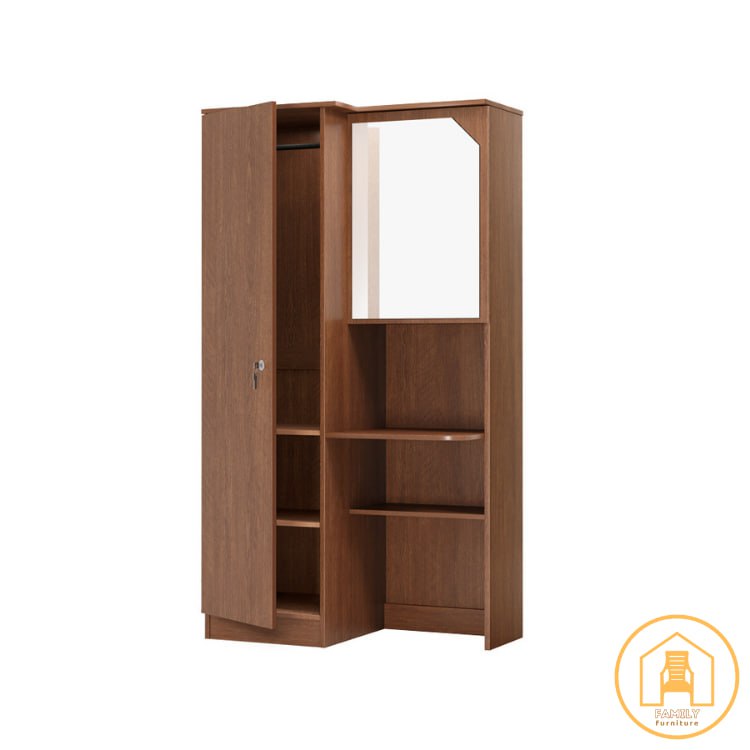 Modern Single Door Almirah and Two Shelves With Mirror | Book Shelf | Shelves | Mirror by Family Furniture. 