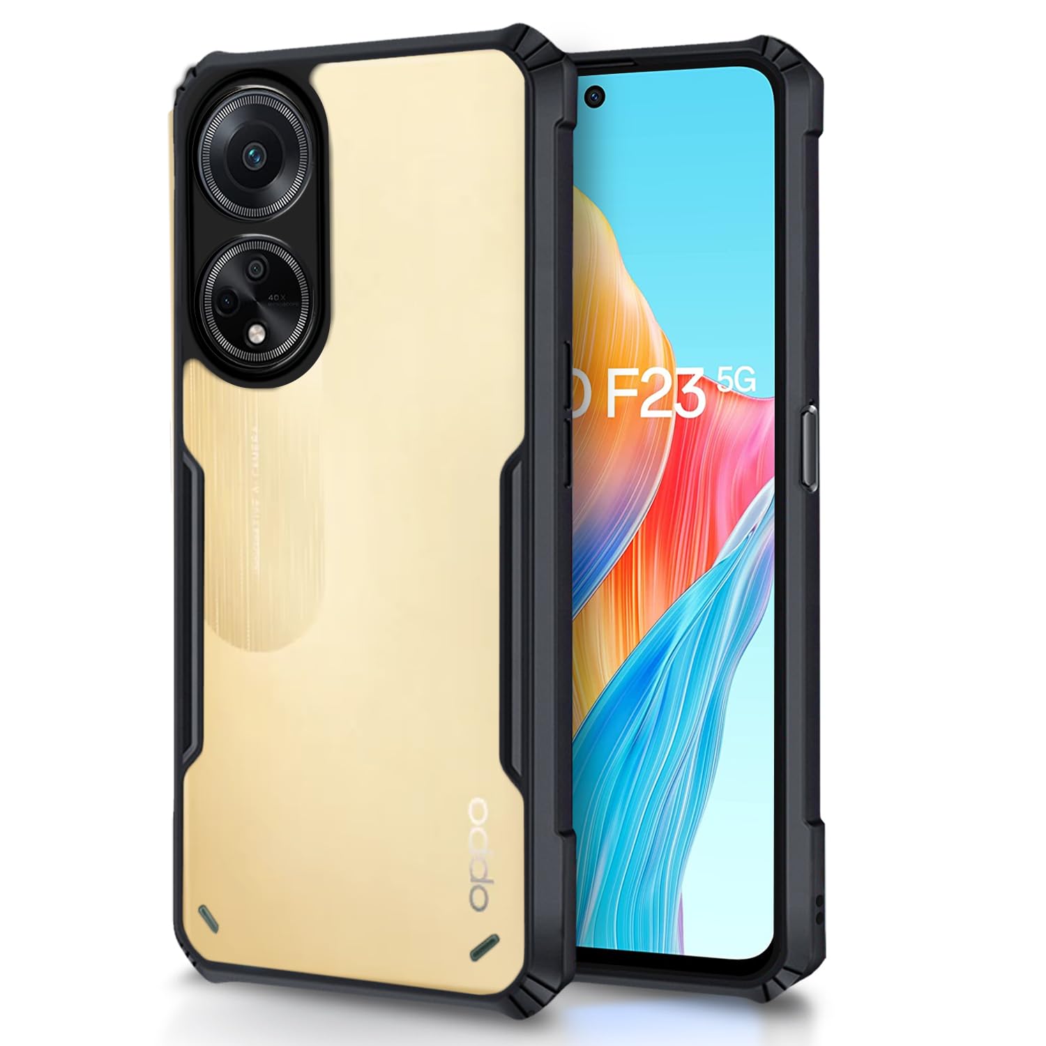 Oppo F23 5G / Oppo A1 5G / OPPO A98 5G Edge-Reinforced Shockproof Cushion Back Clear Hybrid Transparent Hard Cover Casing-E_Store. 