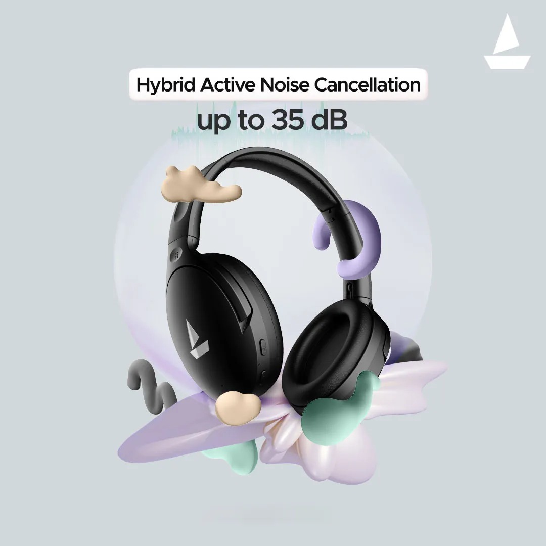 boAt Rockerz 551 ANC Headphones with ENx Noise Cancellation Technology, 100 Hours of Playback, Signature & Balanced Sound Modes, Integrated Controls, and Fast Charging Technology. 