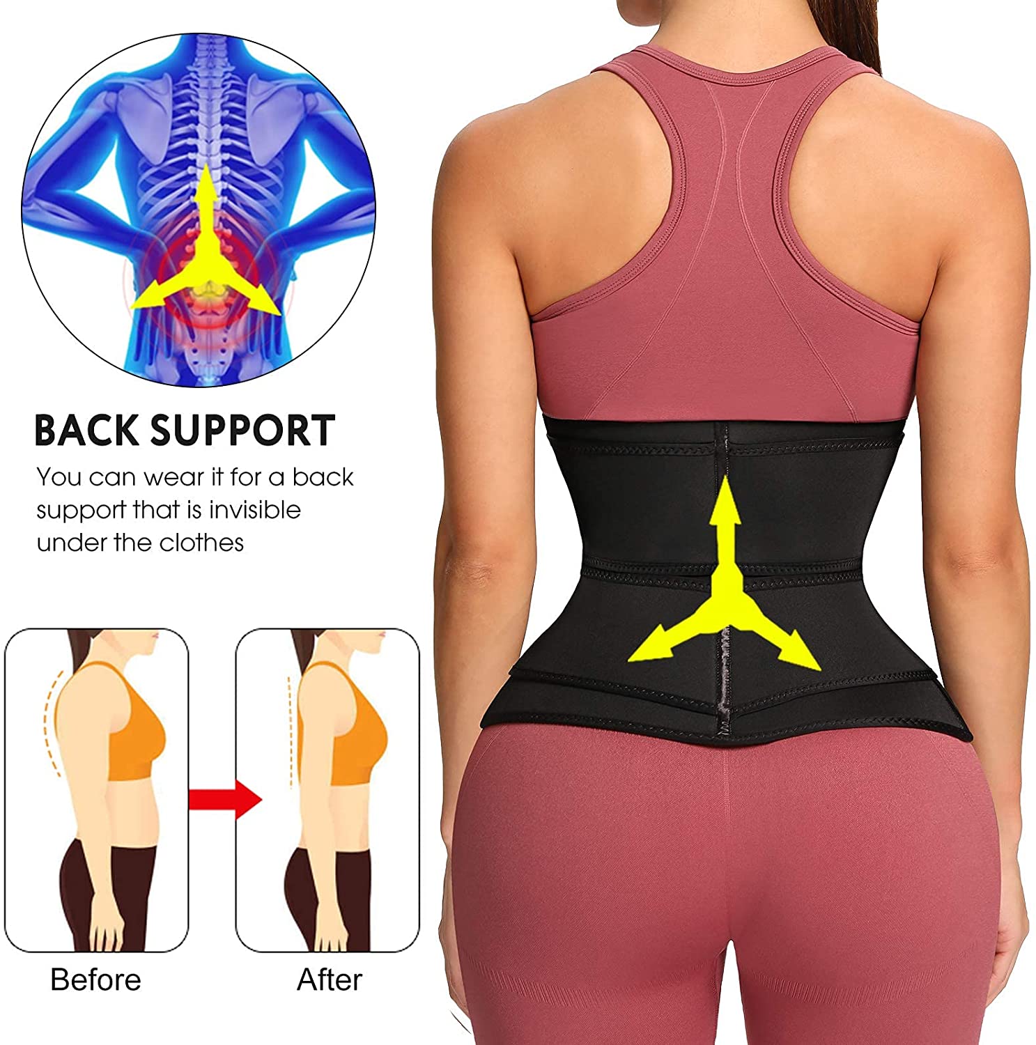 2 Ss 7 Bones Neoprene Waist Trainer Body Shaper. 