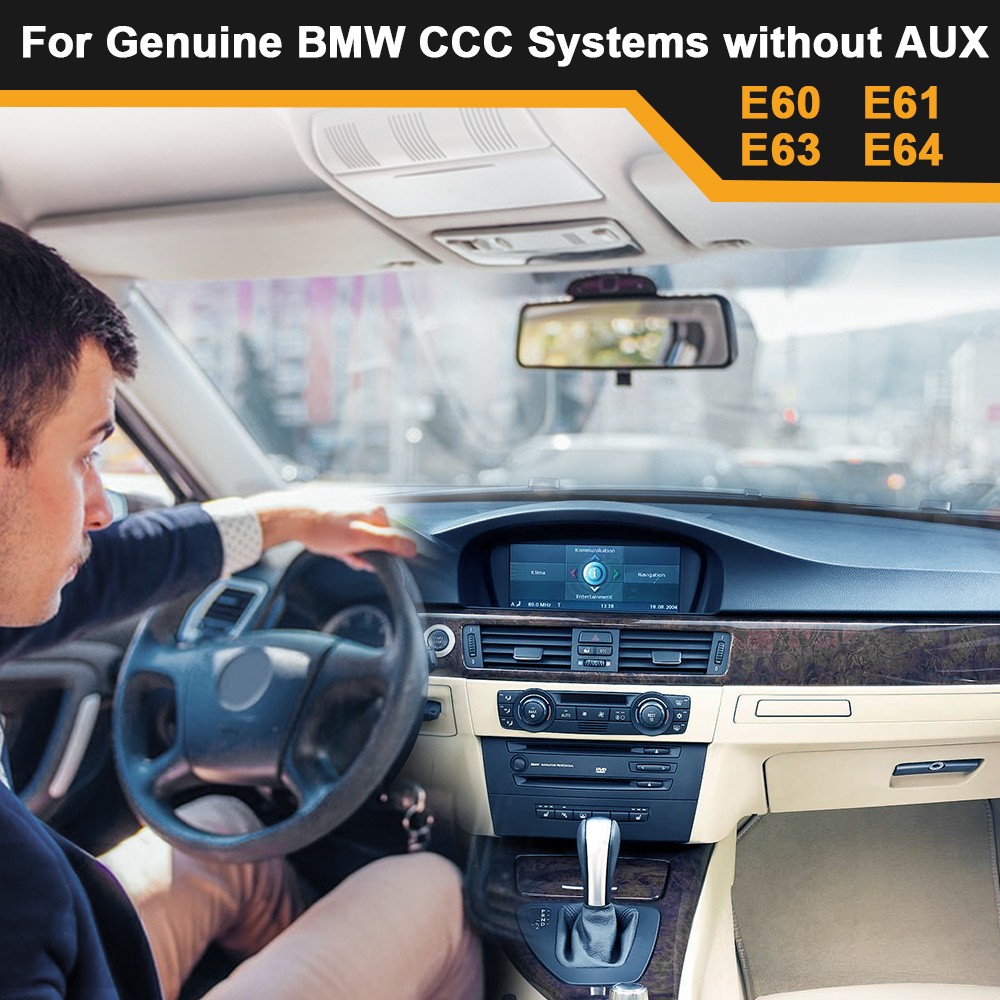 PEMP E60 Aux Activator Car Radio Aux Adapter for BMW 5 Series E60 E61 E63 E64 Open Aux Audio of Original install android Screen. 