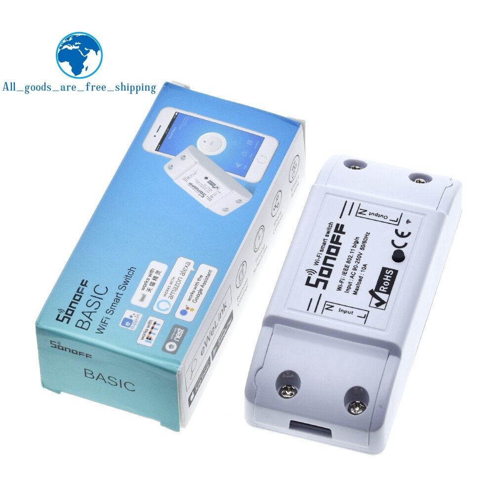 【happy one】Itead Sonoff Smart Switch DIY Smart Remote Switch Domotica Wifi Light Smart Home Controller Work with Alexa. 