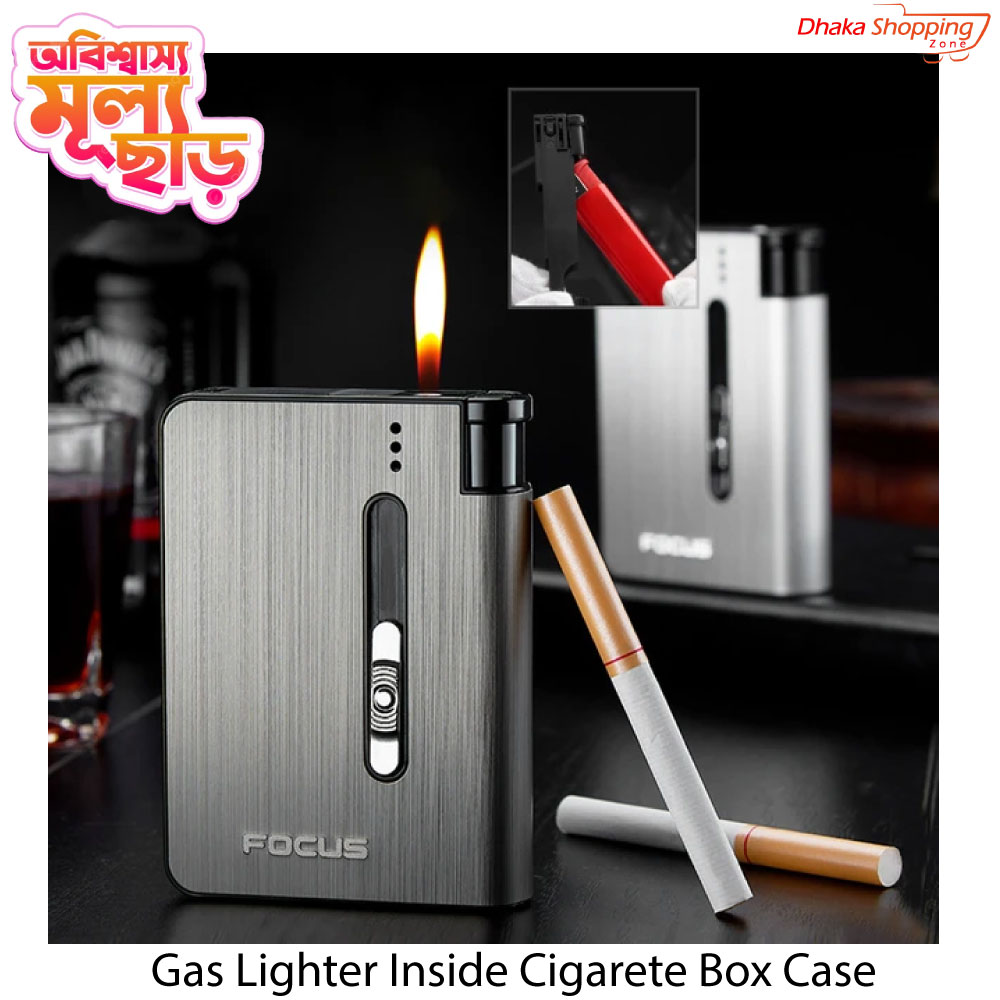 Gas Lighter Inside Cigarete Box Case Cigaretes Holder Automatic Storage Box-Bix Super Shop. 