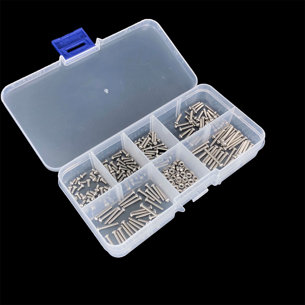 230pcs M2 Screws Nuts Bolts 304 Stainless Steel Hex Socket Button Head cap screw set Assortment Kit small screws Kit Storage Box. 